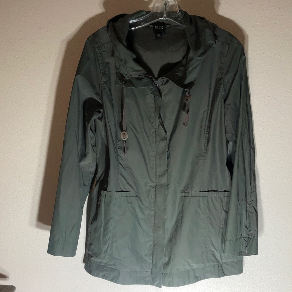 Eileen Fisher Women’s Hooded Olive Utility Jacket, Size Small